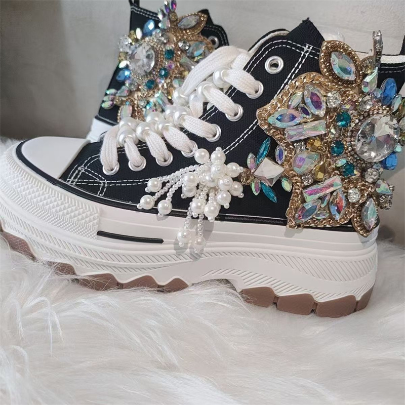 Women'S Shoes Hands Free - Dikke zool, hoge schacht, met kralen,