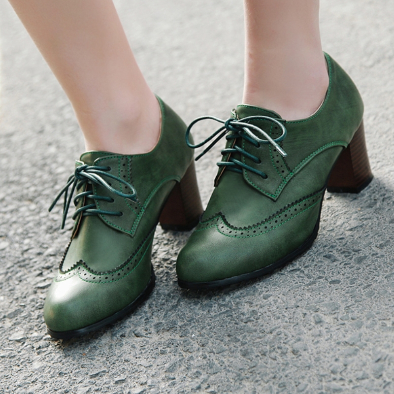 Women'S Shoes Big Feet - Vintage dames hoge hakken loafer schoenen