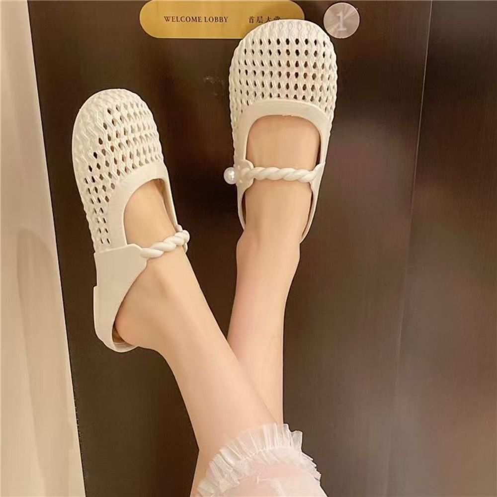 Women'S Shoes Hands Free - Ademende Baotou halve slippers, holle all-match