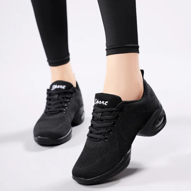Women'S Zumba Shoes - Zwarte mesh danssneakers voor dames, ademend,
