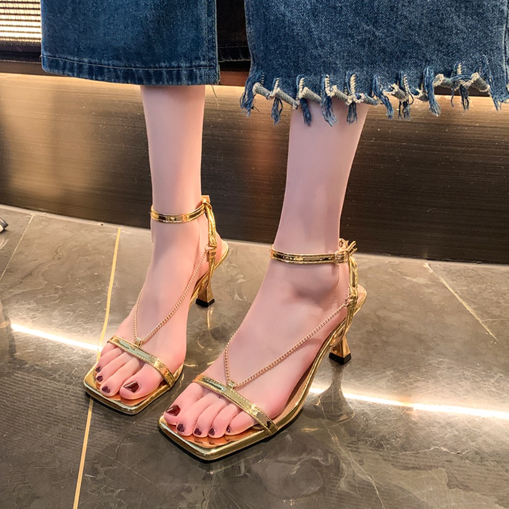 Gold Chain Sandal - Gouden ketting sexy sandalen met hoge