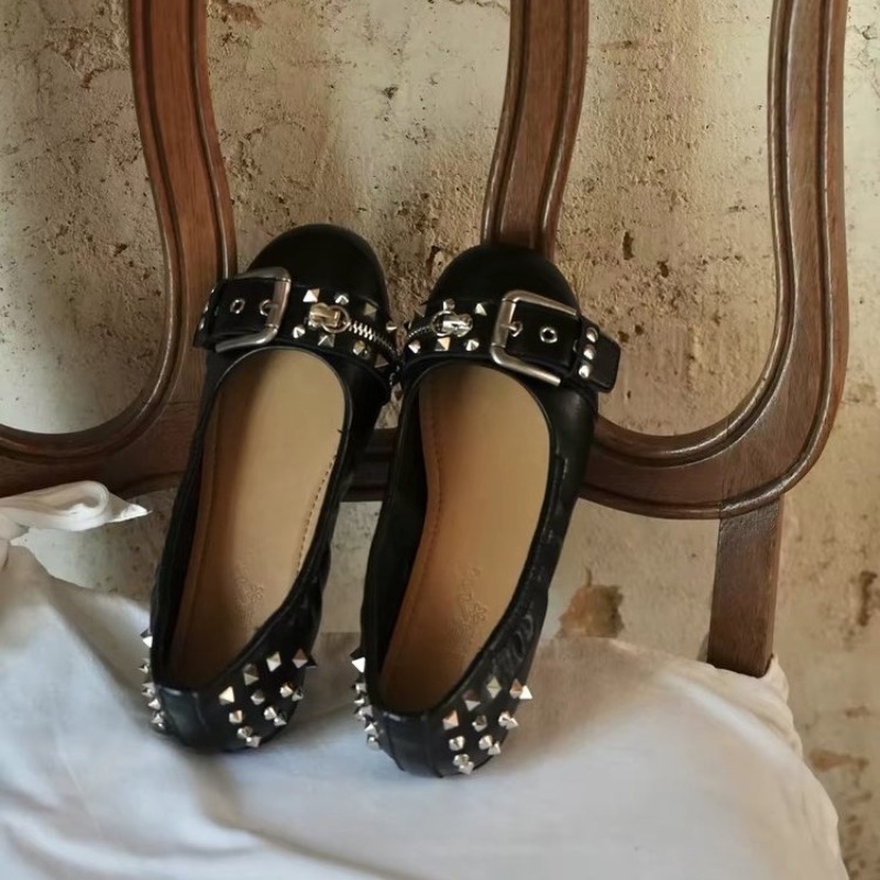 Women Shoes Wedges - Bolt damesschoenen met ronde kop, leren