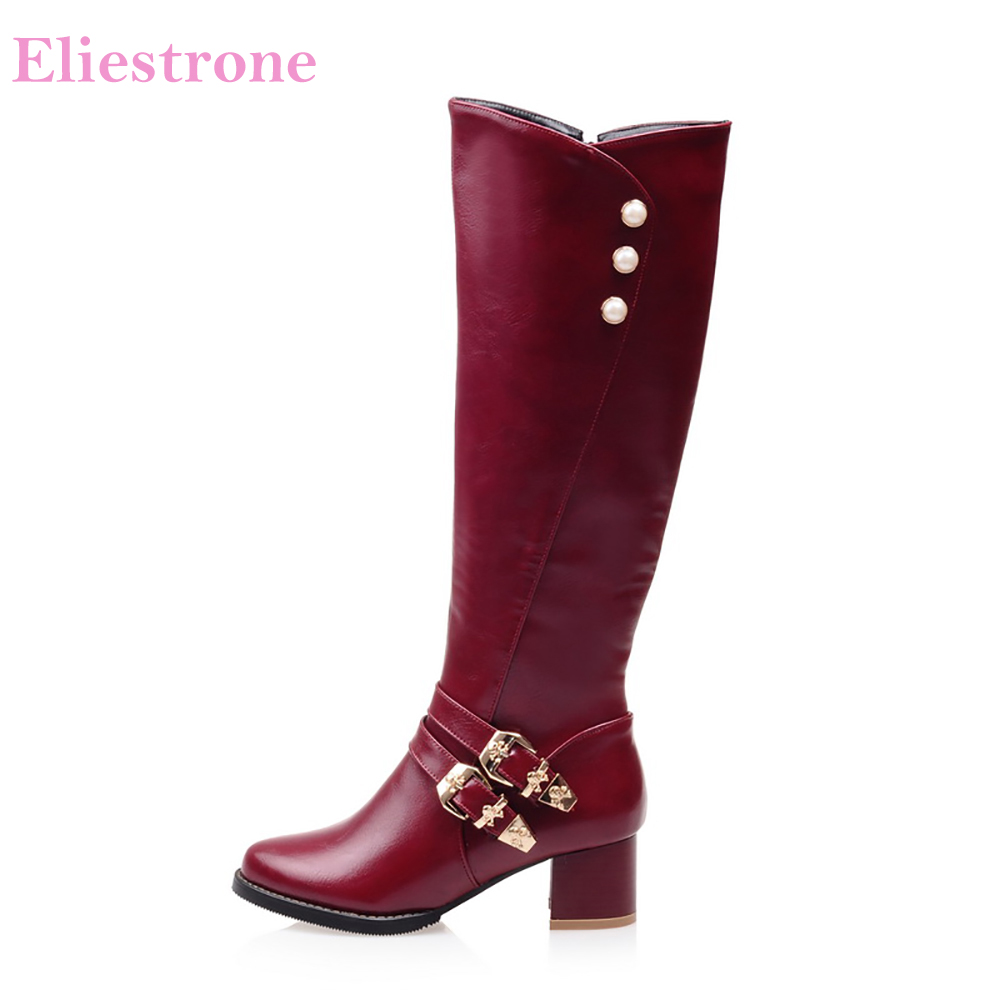 Women'S Shoes Big Feet - Gloednieuwe Mode Rood Zwart Vrouwen Knie