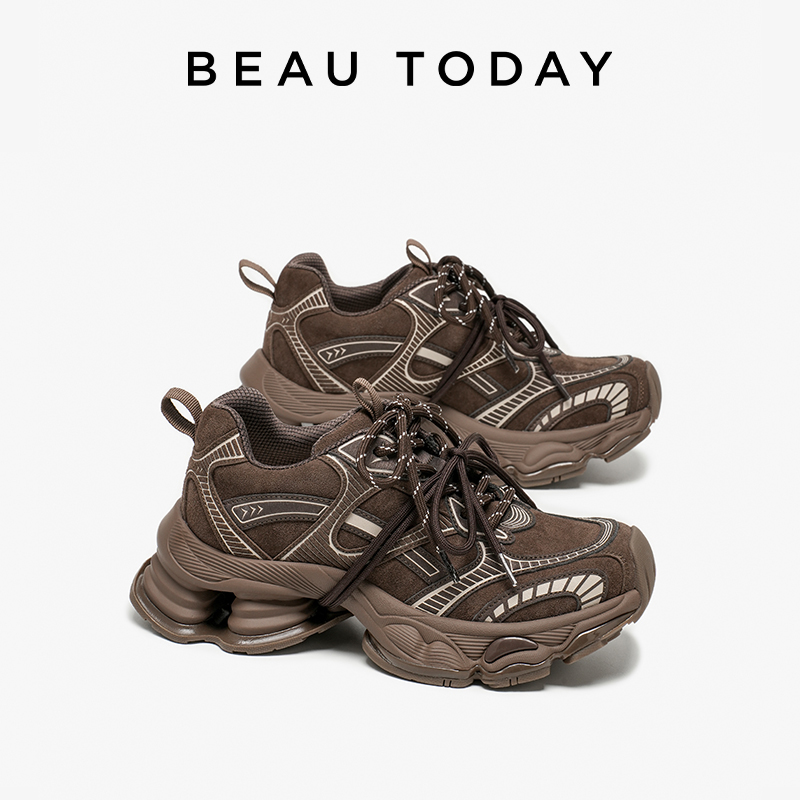 Women'S Shoes Com - BEAUTODAY Chunky Sneakers Dames Microfiber Leer