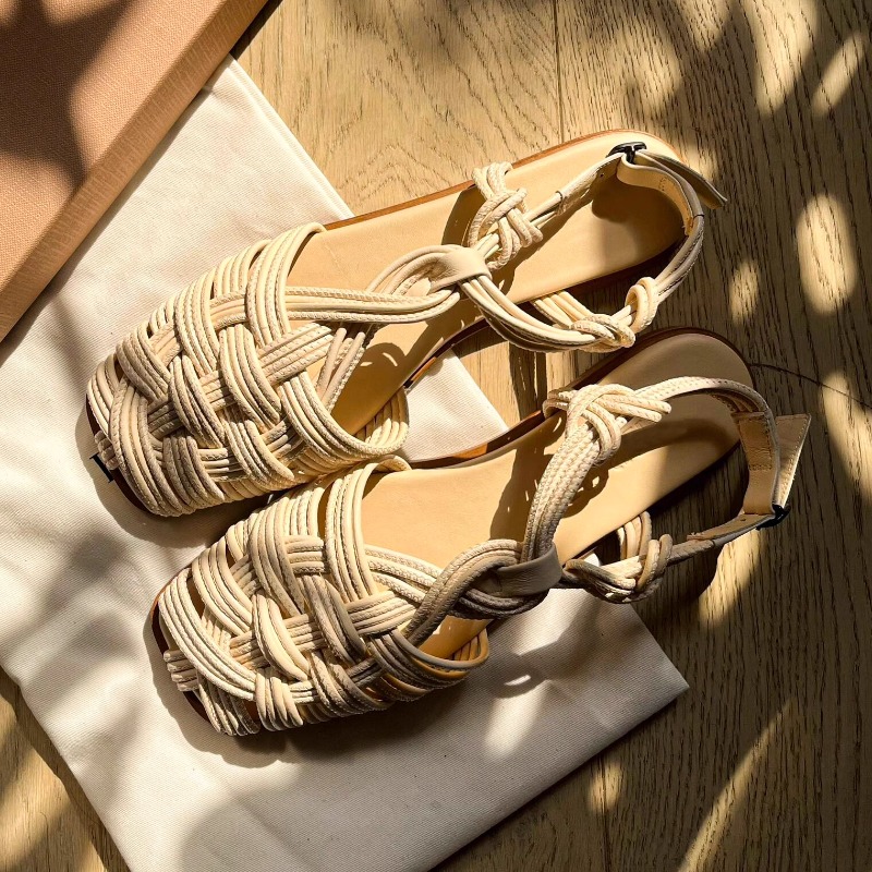 Women'S Shoes Hands Free - Vintage handgeweven Romeinse sandalen met platte