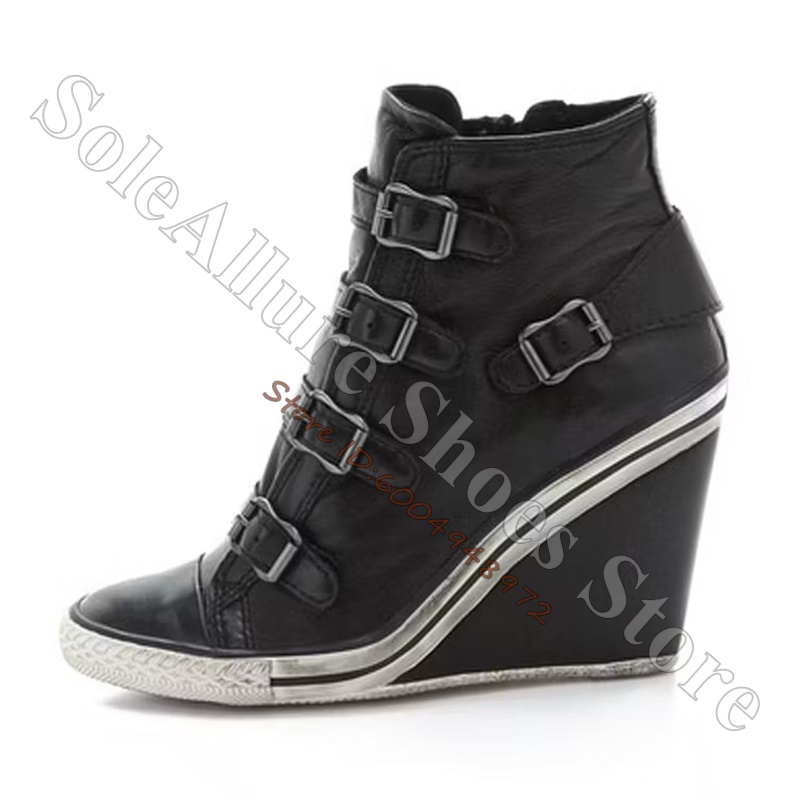 Grijze multi-gesp hoge wedgesn - Women'S Shoes Com recensie en prijs