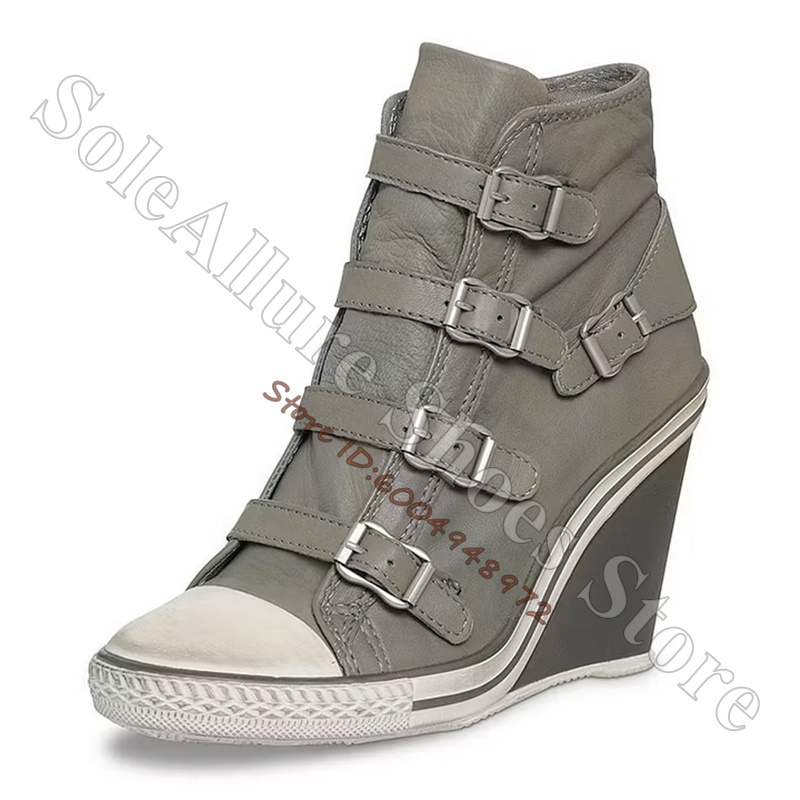 Grijze multi-gesp hoge wedgesn - Women'S Shoes Com recensie en prijs